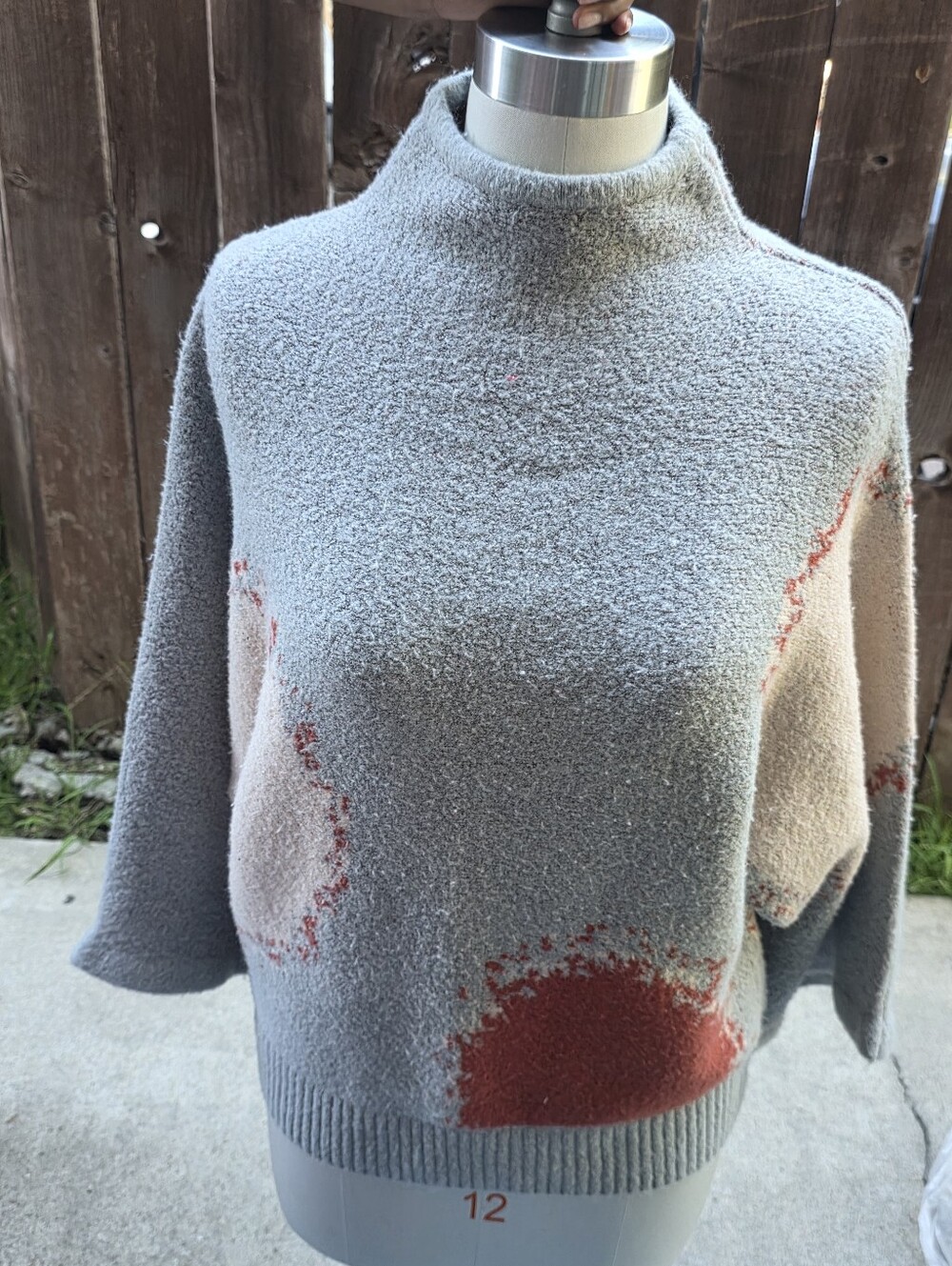 Cozy Gray & Rust Crewneck Sweater